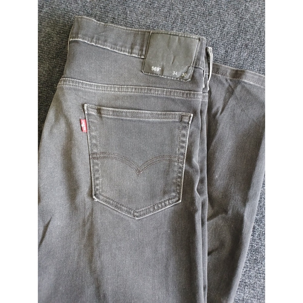 Levi's Mens Black Faded 569 Loose Straight Fit 34x30 Jeans